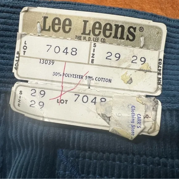 Vintage Lee Leens Lee Prest Corduroy Jeans Blue Made in USA 29x29